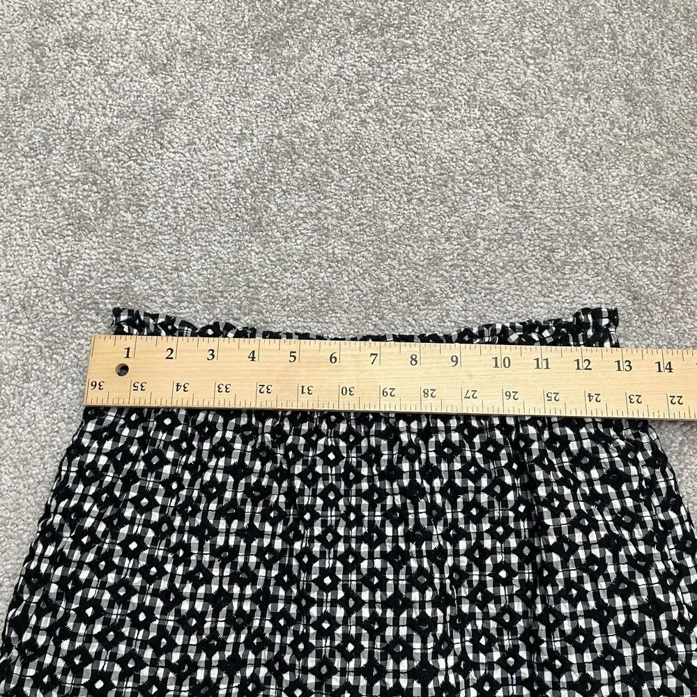 J.Crew Sidewalk Mini Pencil Skirt Womens 00 Black White Geometric Embroidered